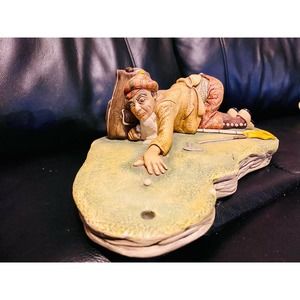 Vintage 1974 Naturecraft No. 840 Golfer Statue England Hand-Painted Dunlop Golf